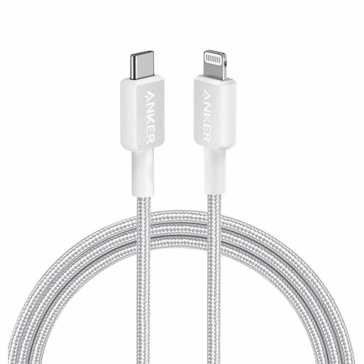 كيبل نايلون Anker 322 USB-C إلى Lightning بطول 6 أقدام A81B6H21 - أبيض
