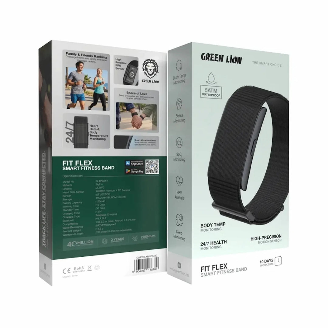 Green Lion Fit Flex Smart Fitness Band - Black