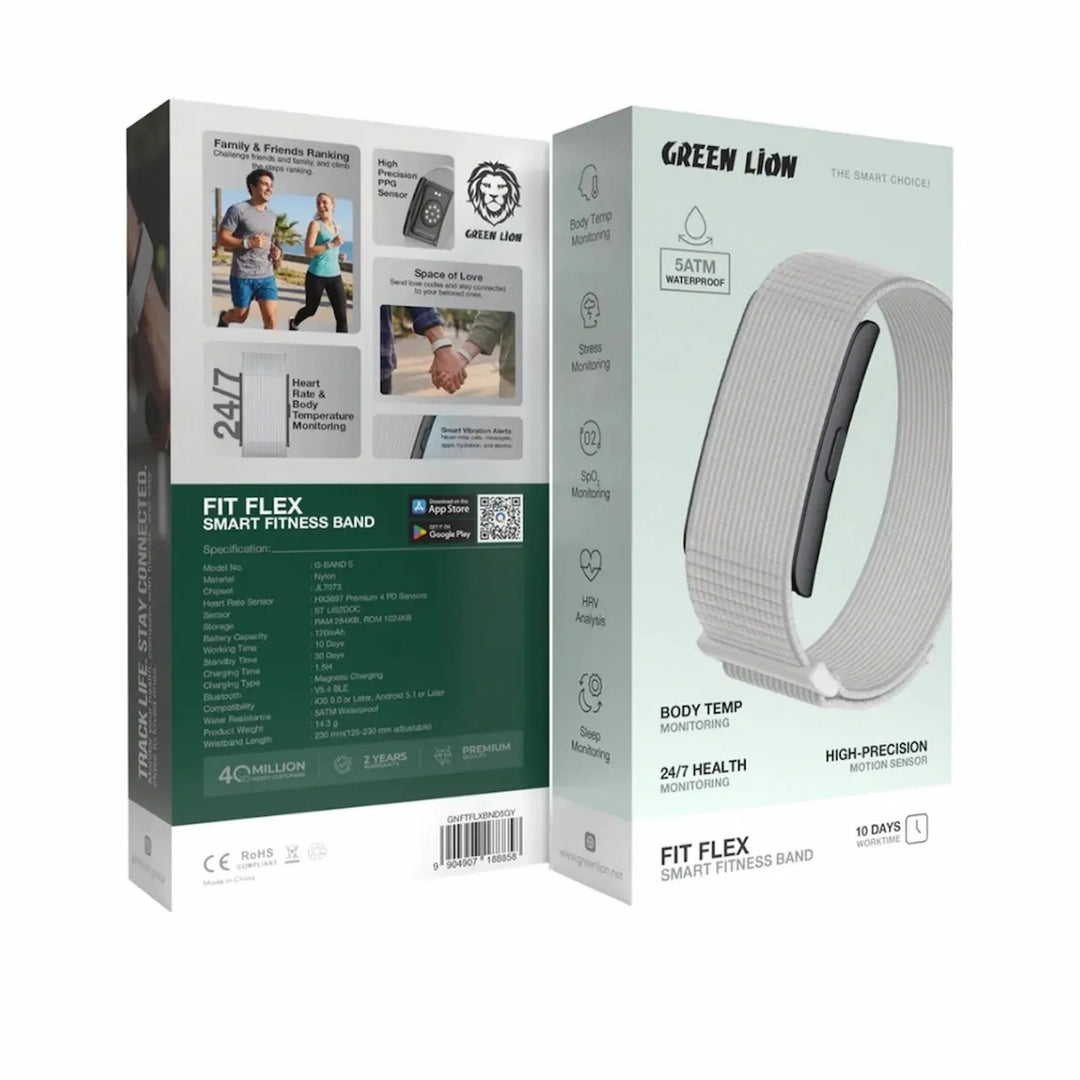Green Lion Fit Flex Smart Fitness Band - Grey
