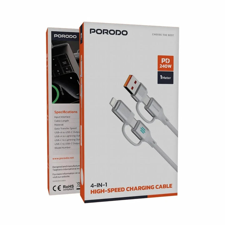 Porodo Transparent+ USB-C Female to Lightning Male Charge+OTG+Audio - Grey