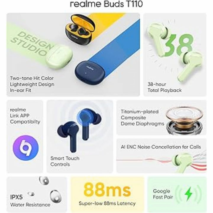 سماعات الأذن اللاسلكية Realme Buds T110 True