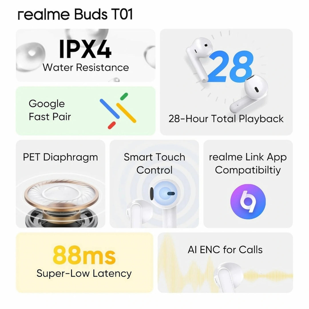 سماعات Realme T01 اللاسلكية الحقيقية