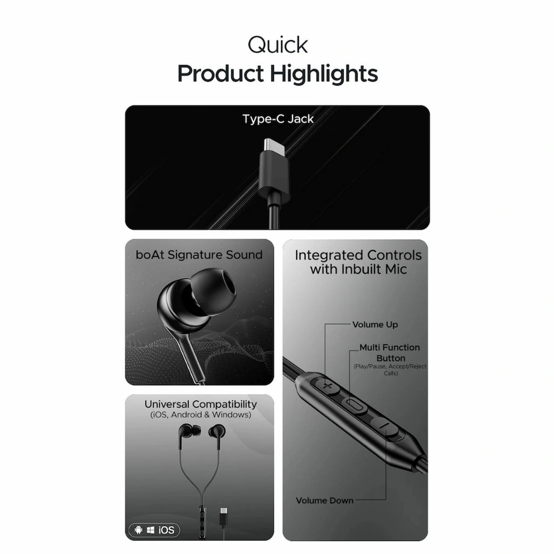 سماعات أذن سلكية USB-C من BoAt طراز 100C